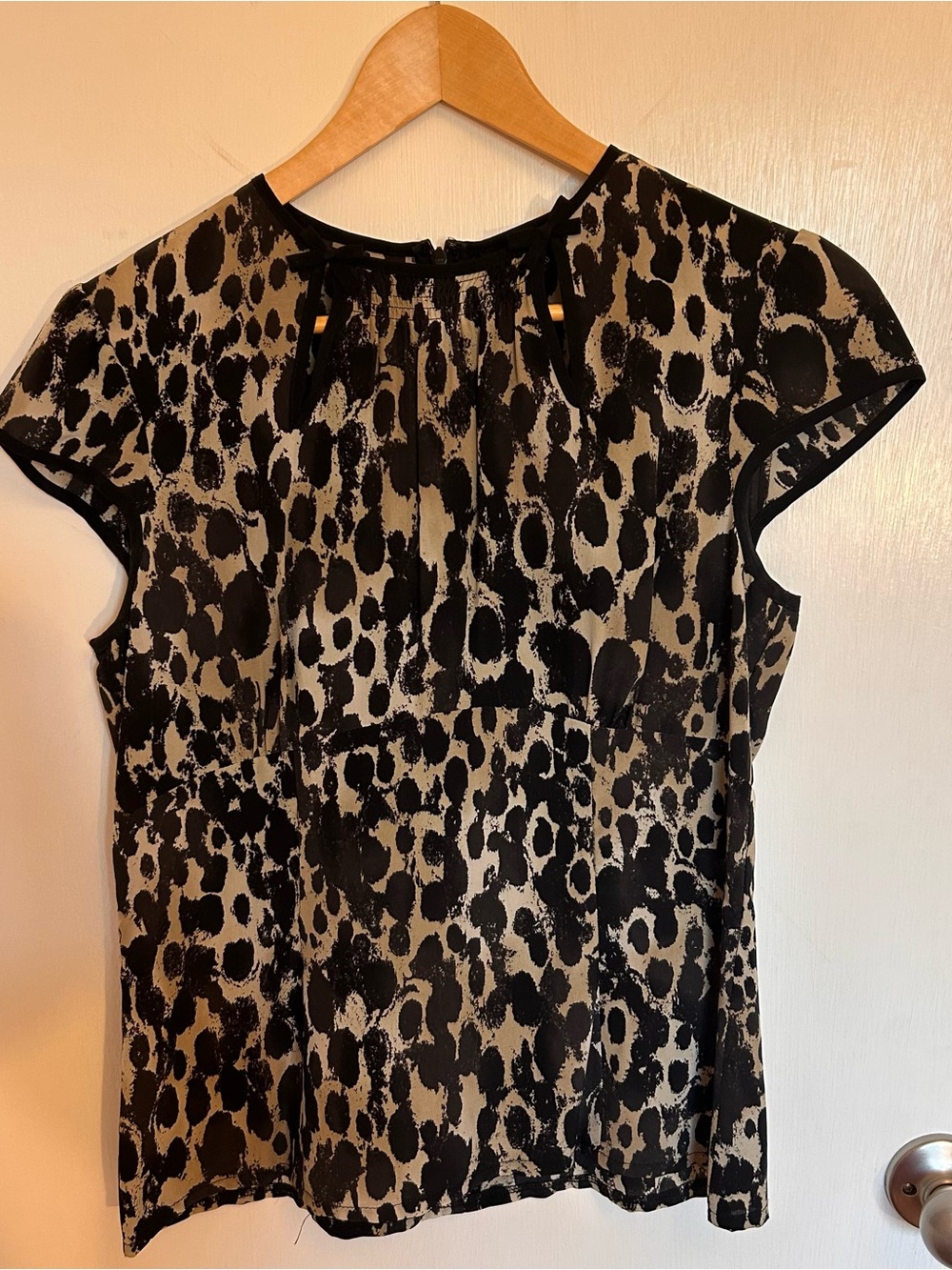 Nanette Lepore Leopard Print Black and Cream Printed Top
